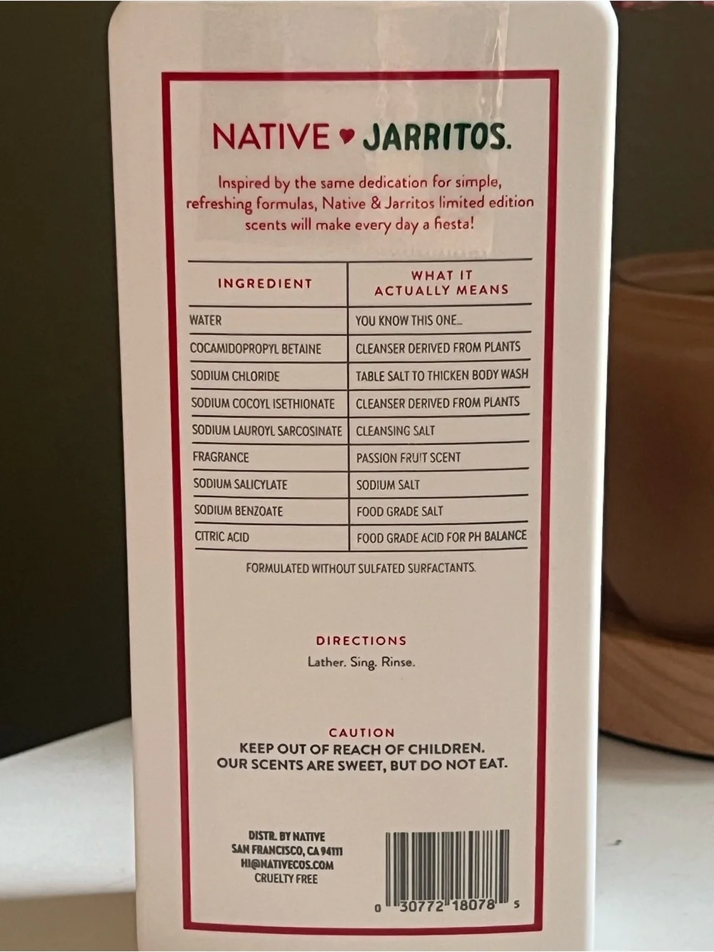 Native Limited Edition Jarritos Passion Fruit Body Wash Full Size 18 Ounces New!
